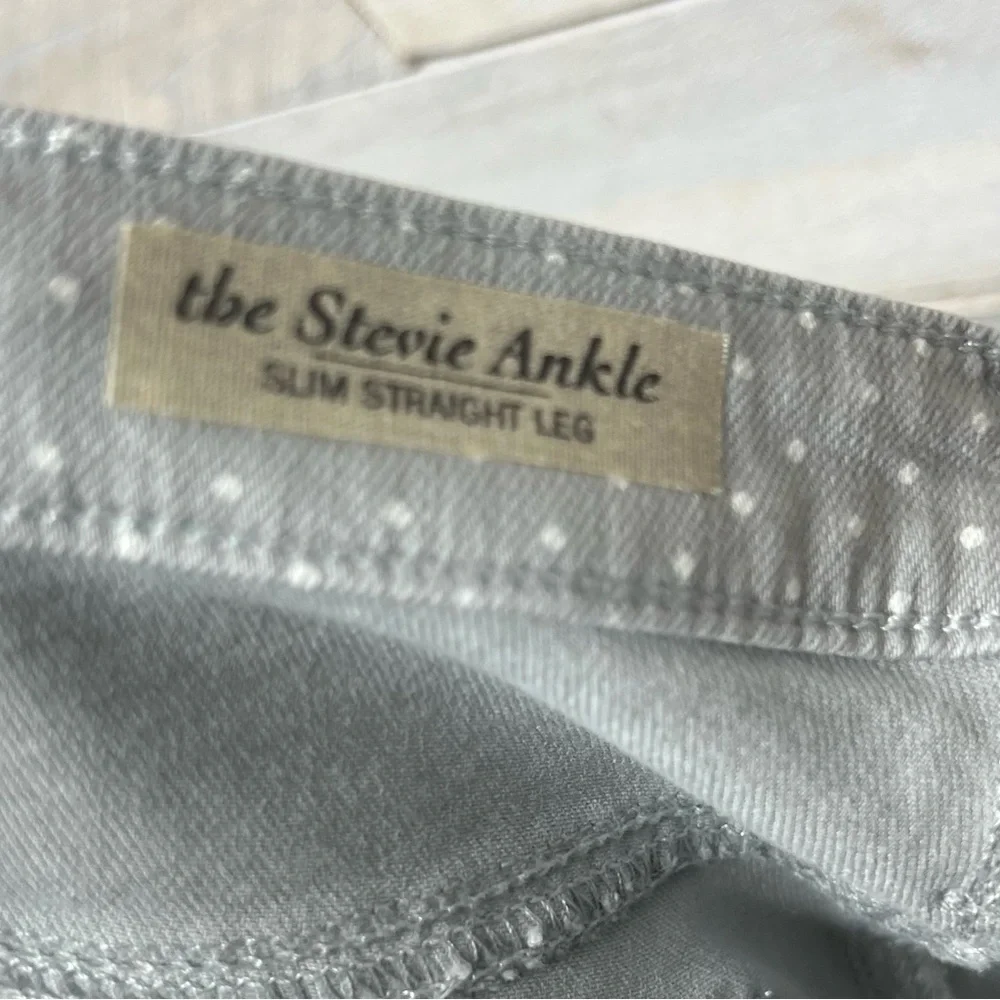 AG Adriano Goldschmied Jeans Womens 27 Stevie Ankle Slim Straight Gray Polka Dot